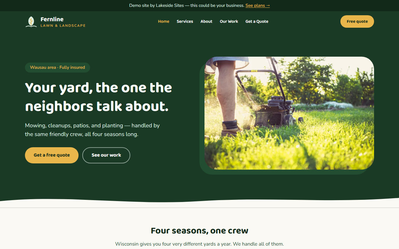 Screenshot of the Fernline Lawn & Landscape demo site